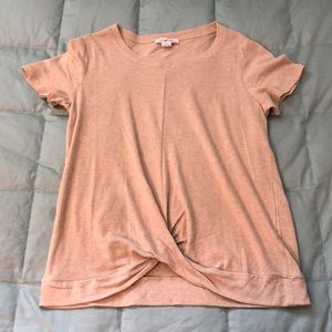 Tan Tee-shirt with Front Twist
